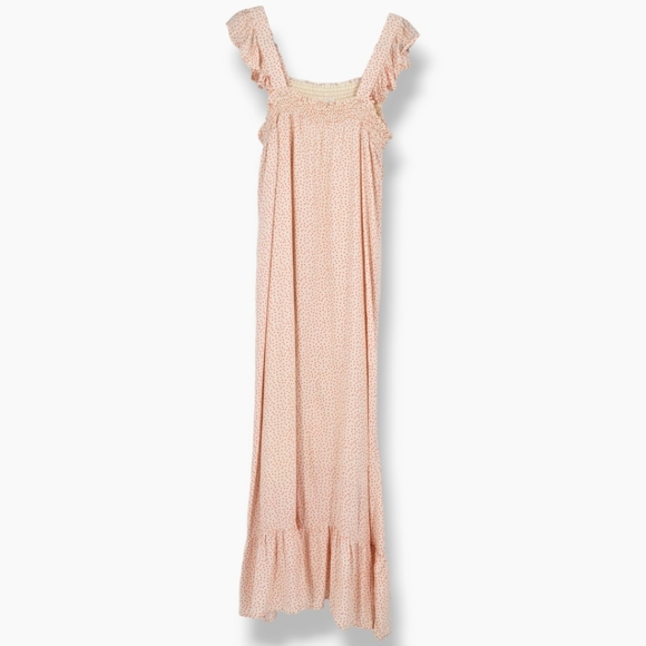 SADIE & SAGE Lady Laranja Polkadot Boho Cottage Dress Cream Peach - Picture 2 of 15